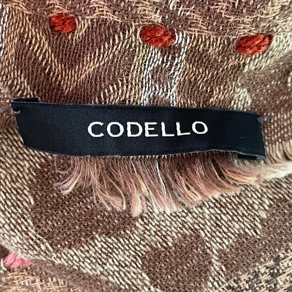 Codello Tan Heart Print Large Rectangular Scarf 7… - image 6